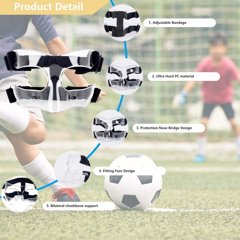 Fenduoer Nose Guard for Sports, Broken Nose, Adustable Face Mask with Foam Padding for Men and Women,Adult,Basketball,Baseball,Football,Softball Face Guard(Clear Half Face) - Image 3